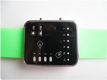 緑のバイナリ LED 腕時計/シリコーン ゴムのバンドは OEM を見ます