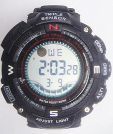 センサーの Casio 三重様式の多機能のデジタル腕時計の飛び込み 30m の深さ PU バンド