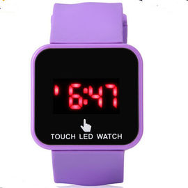 女の子のプラスチック ケース + シリコーンのバンド OEM ODM のための紫色 LED デジタルの腕時計
