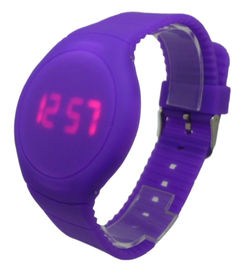 ロゴ デボス の女性のための紫色の円形の表面 LED デジタル腕時計