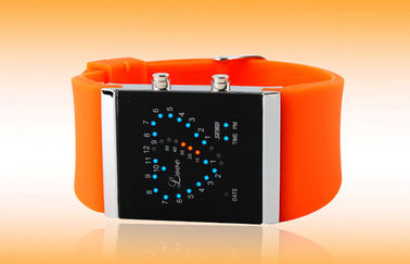 女の子 LED デジタルの腕時計、青いシリコーンの革紐の電子腕時計