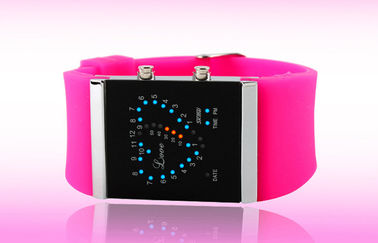 女の子 LED デジタルの腕時計、青いシリコーンの革紐の電子腕時計