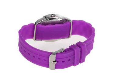 防水ダイヤモンドの女性をゼリー状にして下さい Silicone Wristband Watches Hermosa のピンクの革紐
