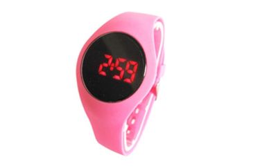 女の子 PU のバックルが付いているピンクのニース LED デジタルの腕時計のクロノグラフ